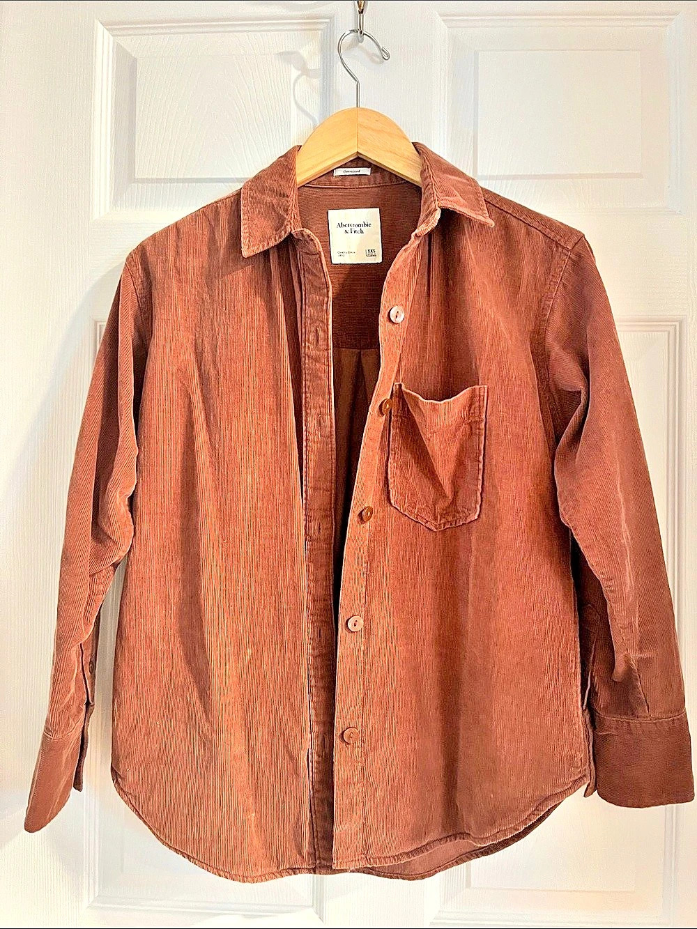 Abercrombie & Fitch Oversized Corduroy Button-Up Shirt Brown XXS